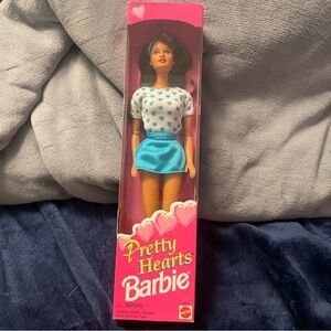 Pretty Hearts Barbie Doll with Heart Print Top and Blue Skirt